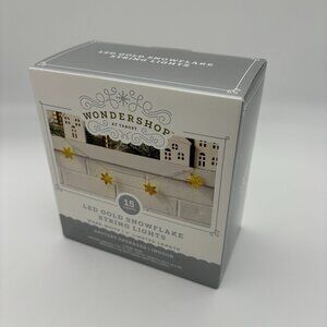 Wondershop LED Gold Snowflake 15 Christmas Metal String Lights, Battery Operated